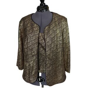 Alex Evenings Petite XL Jacket Camisole Set Gold Metallic Zip Mother of Bride